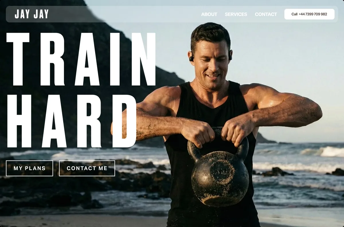 Train Hard website example